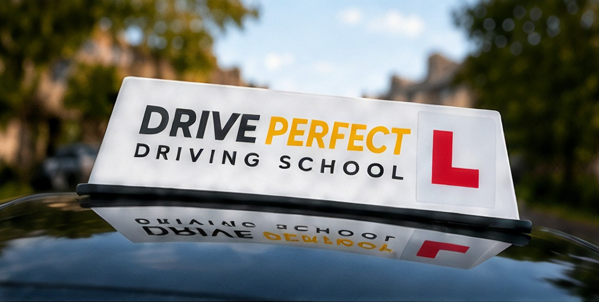 Drive Perfect learner sign on a car